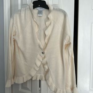 Cream Color ruffle cardigan. Great for spring weather